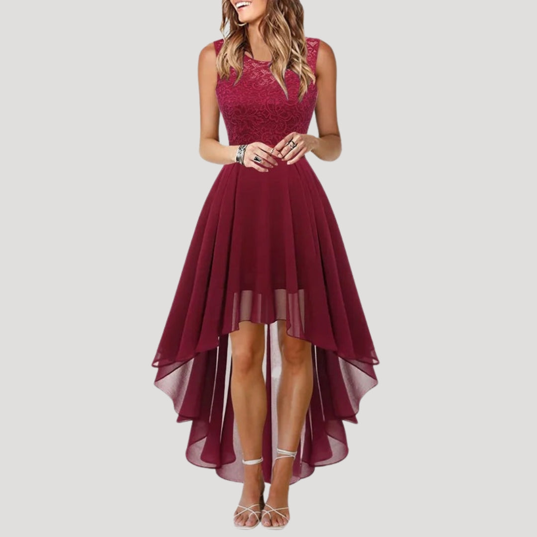 Women’s lace high low chiffon midi dress