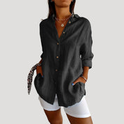 Women’s oversized long sleeve button up blouse
