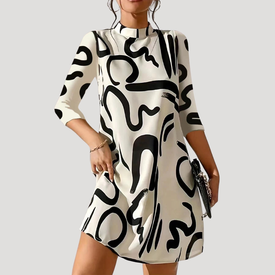 Women’s printed high neck shift tunic dress