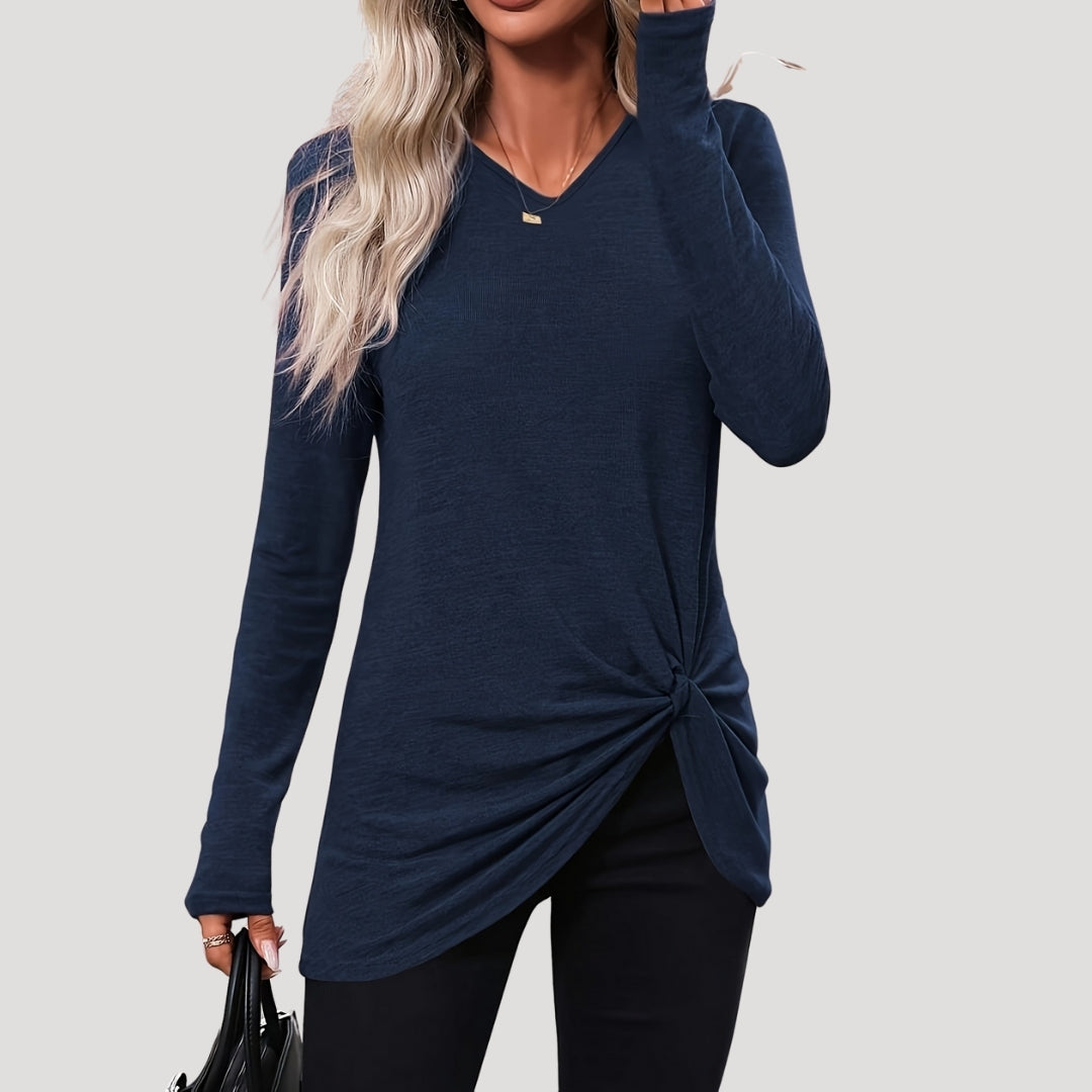 Long sleeve knotted hem tunic