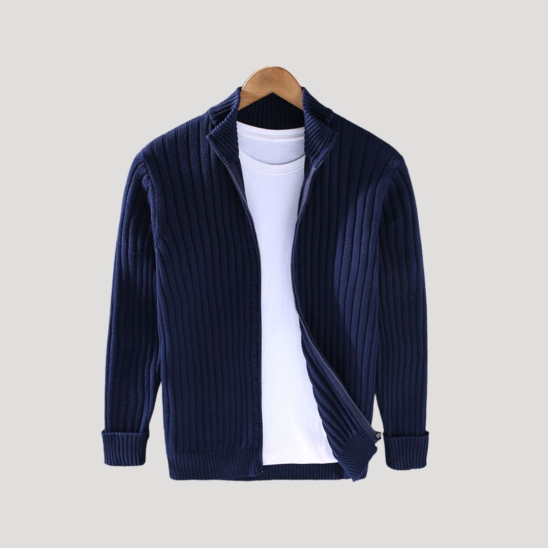 Men’s chunky knit winter zip up cardigan jacket