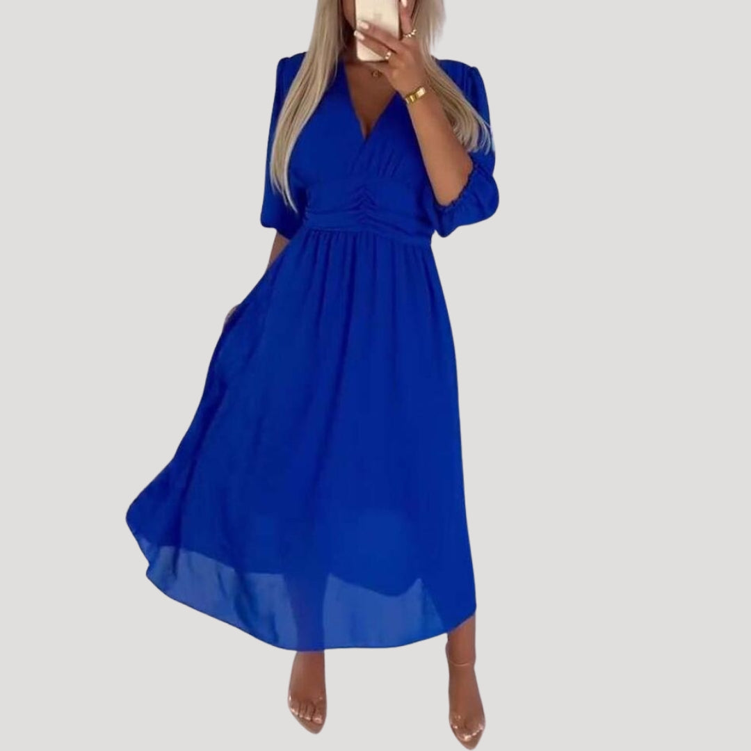 Women’s long sleeve wrap midi chiffon dress