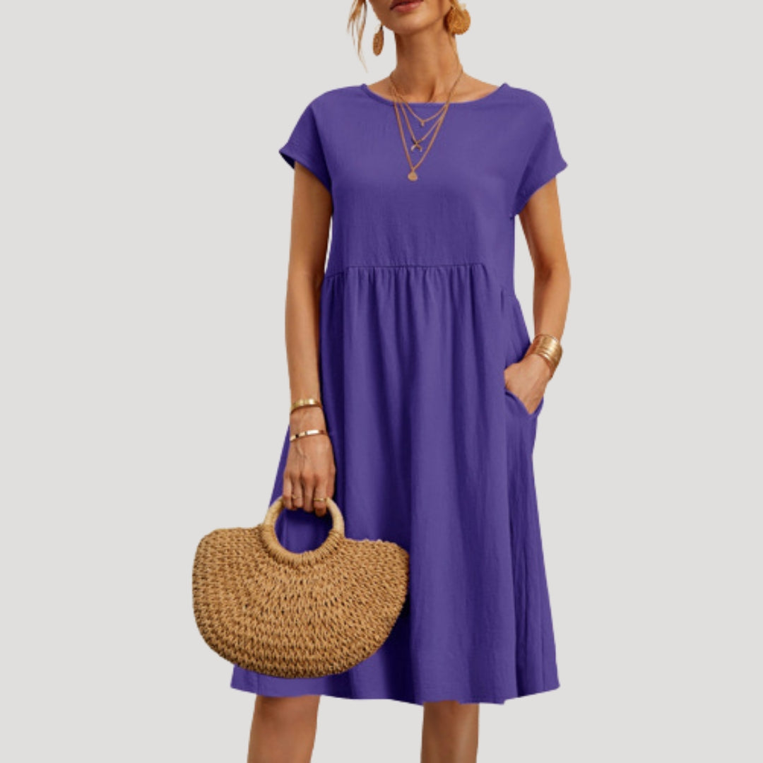 Women’s short sleeve knee length midi dress