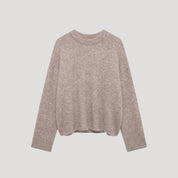 Women soft mohair crew-neck sweater