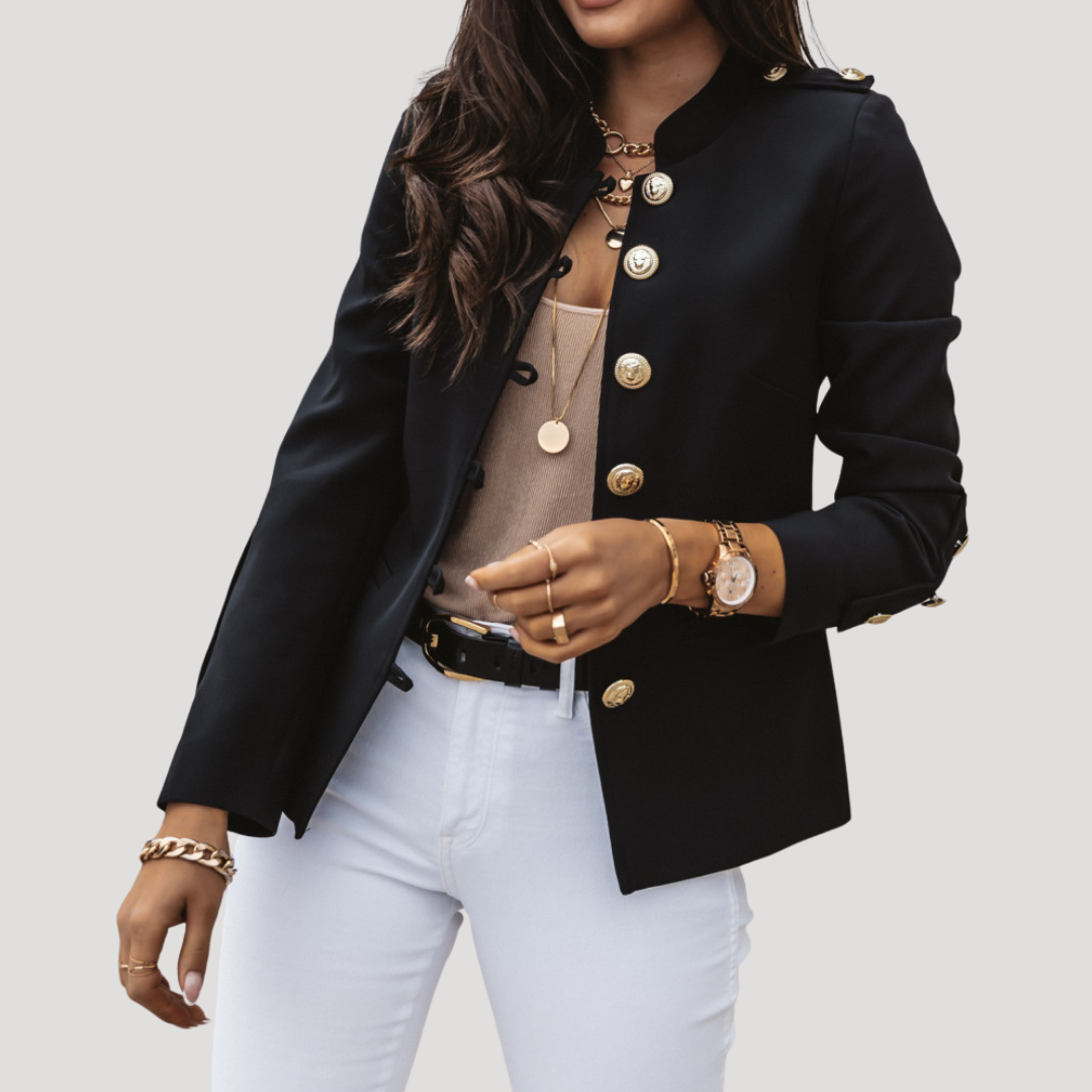 Women’s tailored spring jacket with button fastening