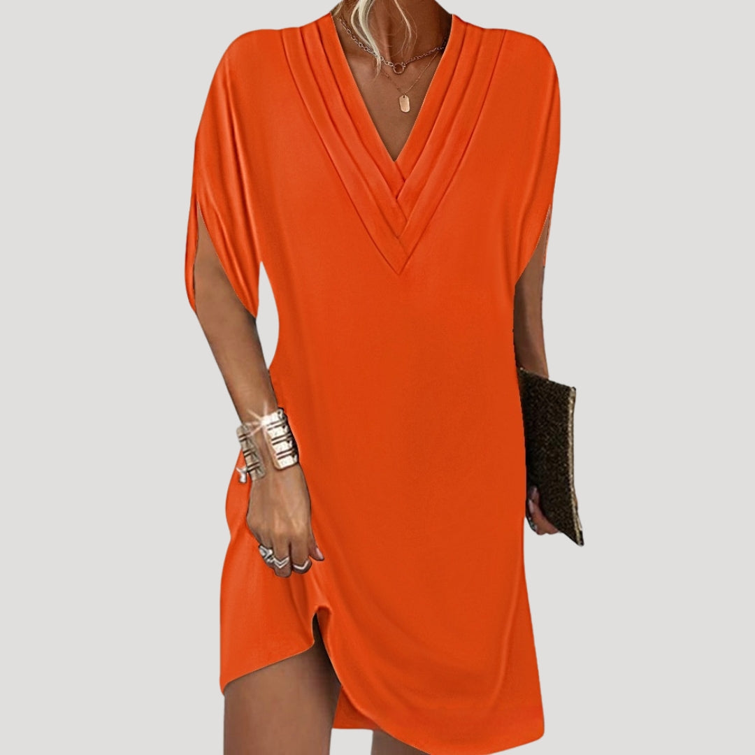 Women’s v neck casual mini dress with slit