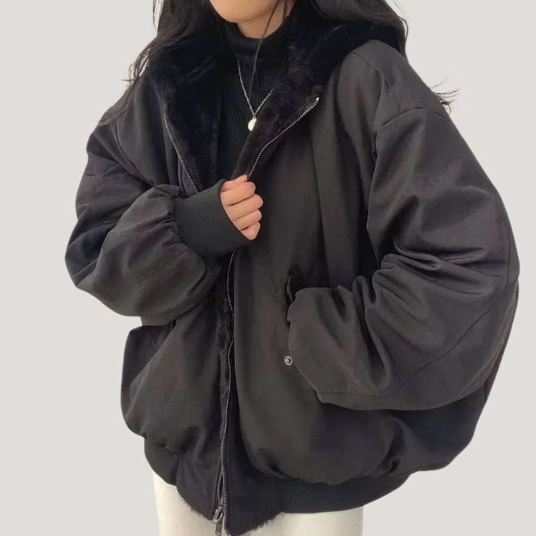 Women faux shearling bomber jacket