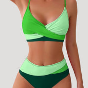 Color block high-waist bikini set