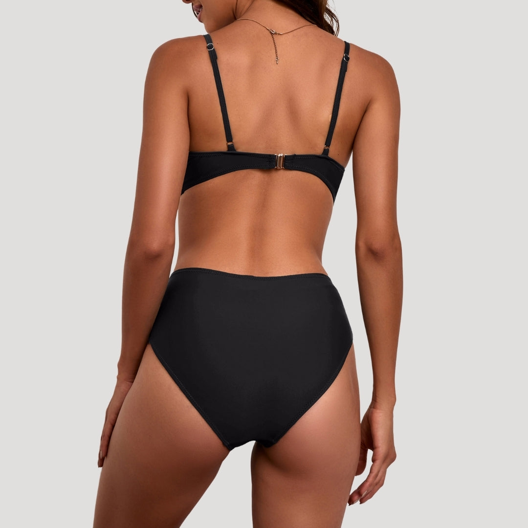 Elegant high-waisted bikini with twist front top