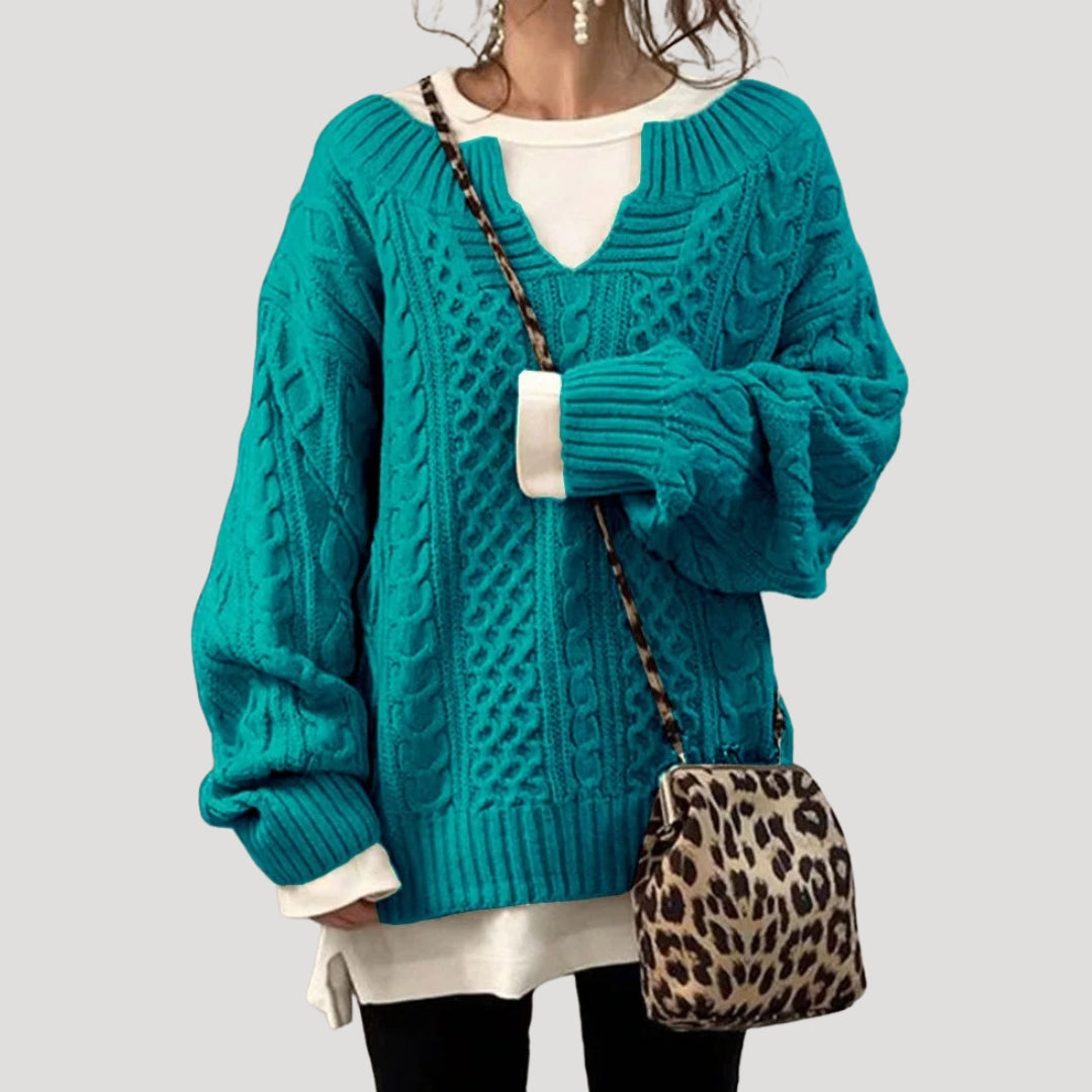 Women chunky cable knit jumper