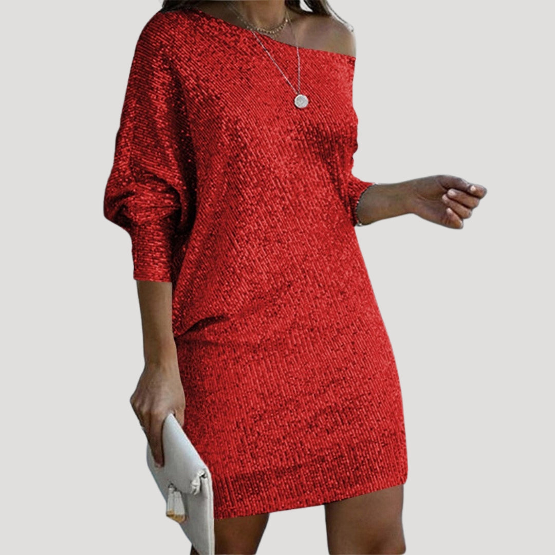 Women’s bardot long sleeve knit mini dress
