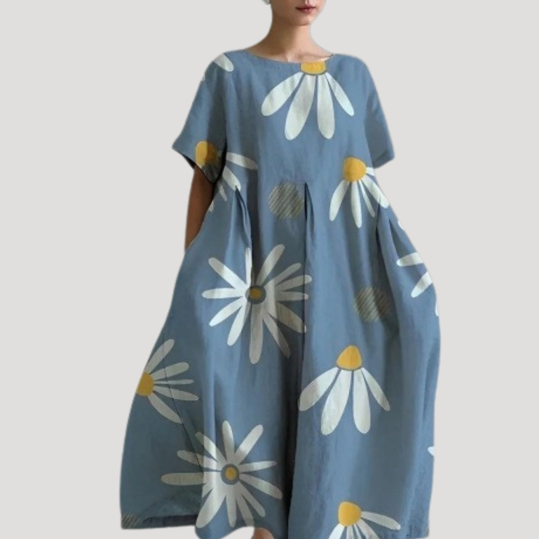 Women’s floral printed short sleeve midi dress