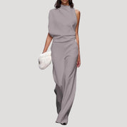 Women’s wide leg one shoulder wedding guest jumpsuit