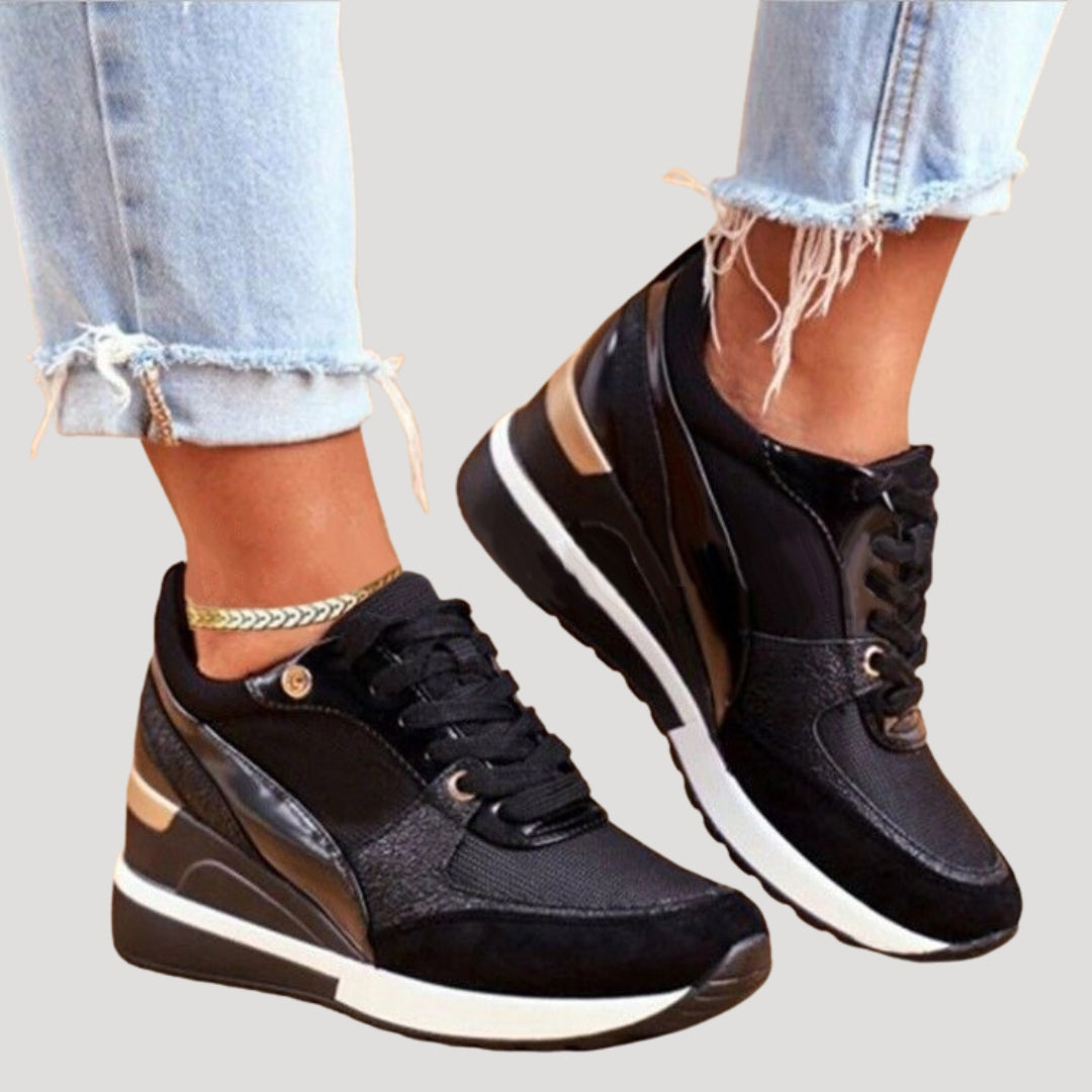 Women’s wedge platform lace up casual trainers
