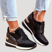Women’s wedge platform lace up casual trainers