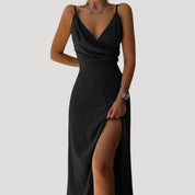 Women’s strappy v neck maxi slit dress