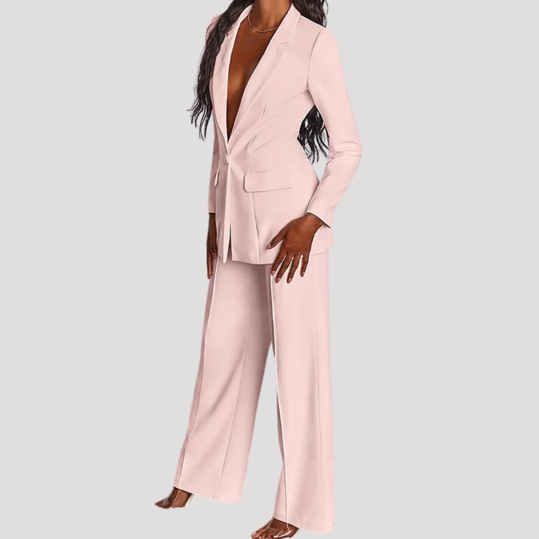 Women's blazer and trousers set wide leg suit co ord