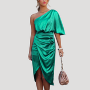 Women's one shoulder midi wedding guest dress