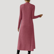 Ribbed knit dress with matching overlay