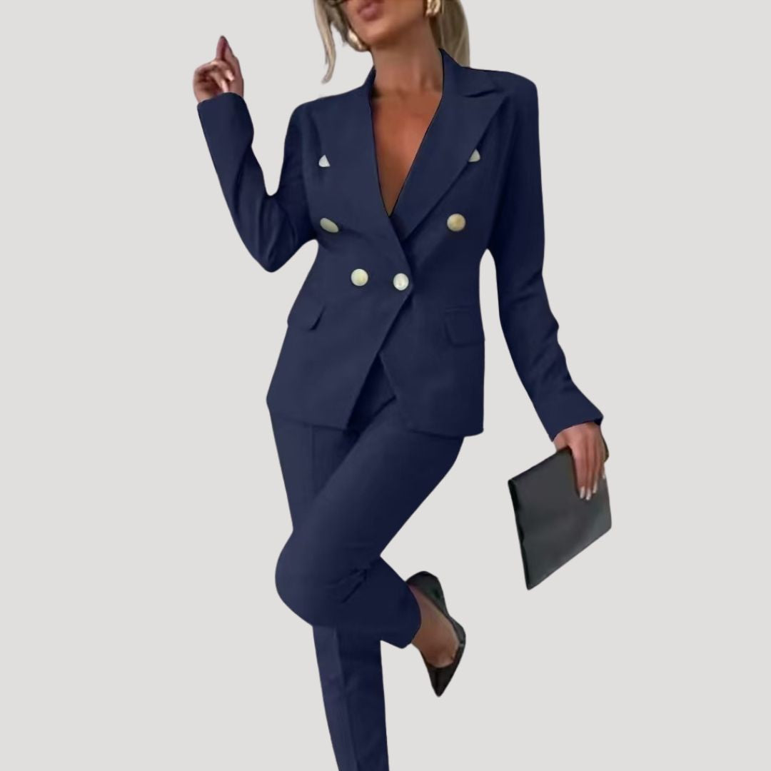 Women’s button front blazer and trouser set