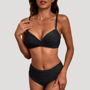 Elegant high-waisted bikini with twist front top