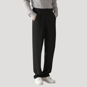 Men’s smart casual trousers elastic waist straight leg