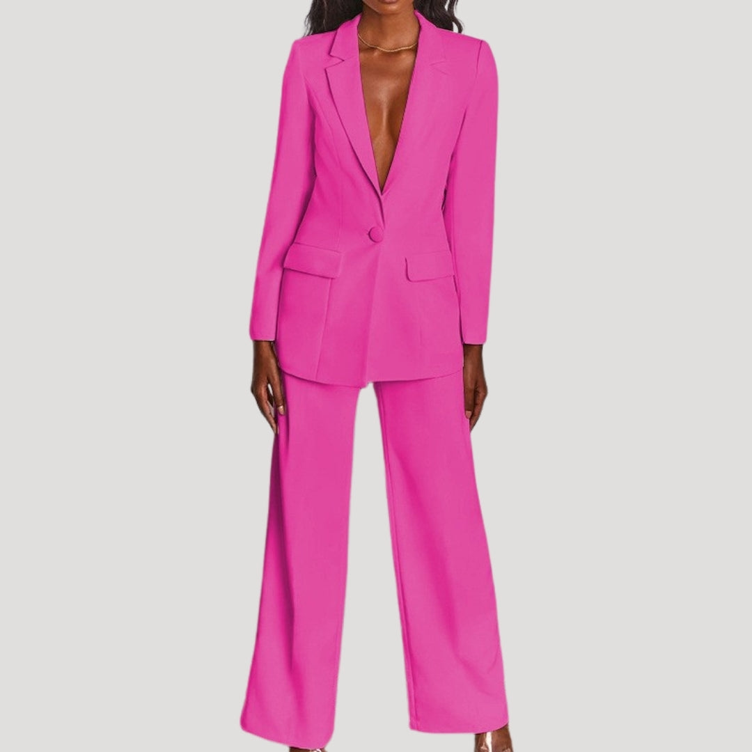 Women's blazer and trousers set wide leg suit co ord