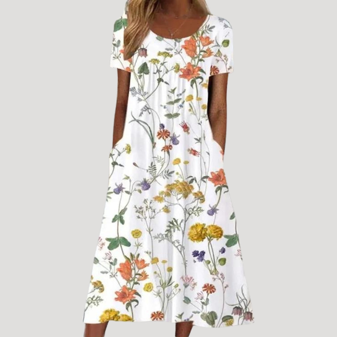 Women’s floral short sleeve midi summer dress