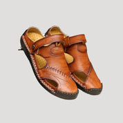 Men’s leather closed toe walking strap sandals