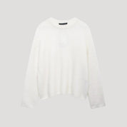 Women soft mohair crew-neck sweater