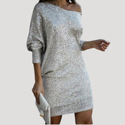 Women’s bardot long sleeve knit mini dress