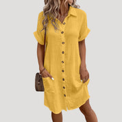 Women’s cotton button midi shirt dress