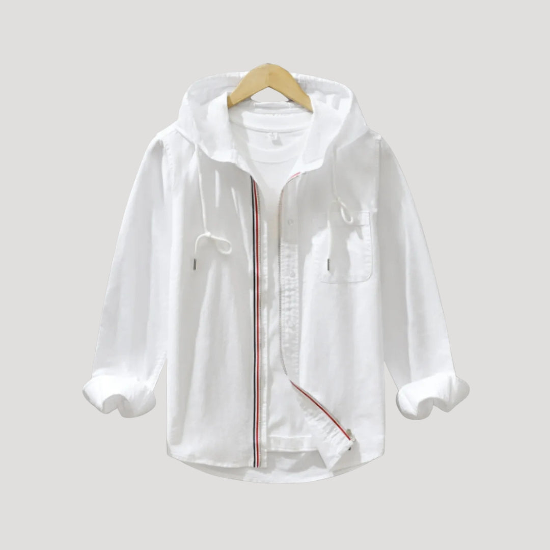 Men’s hooded zip front long sleeve overshirt