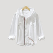 Men’s hooded zip front long sleeve overshirt