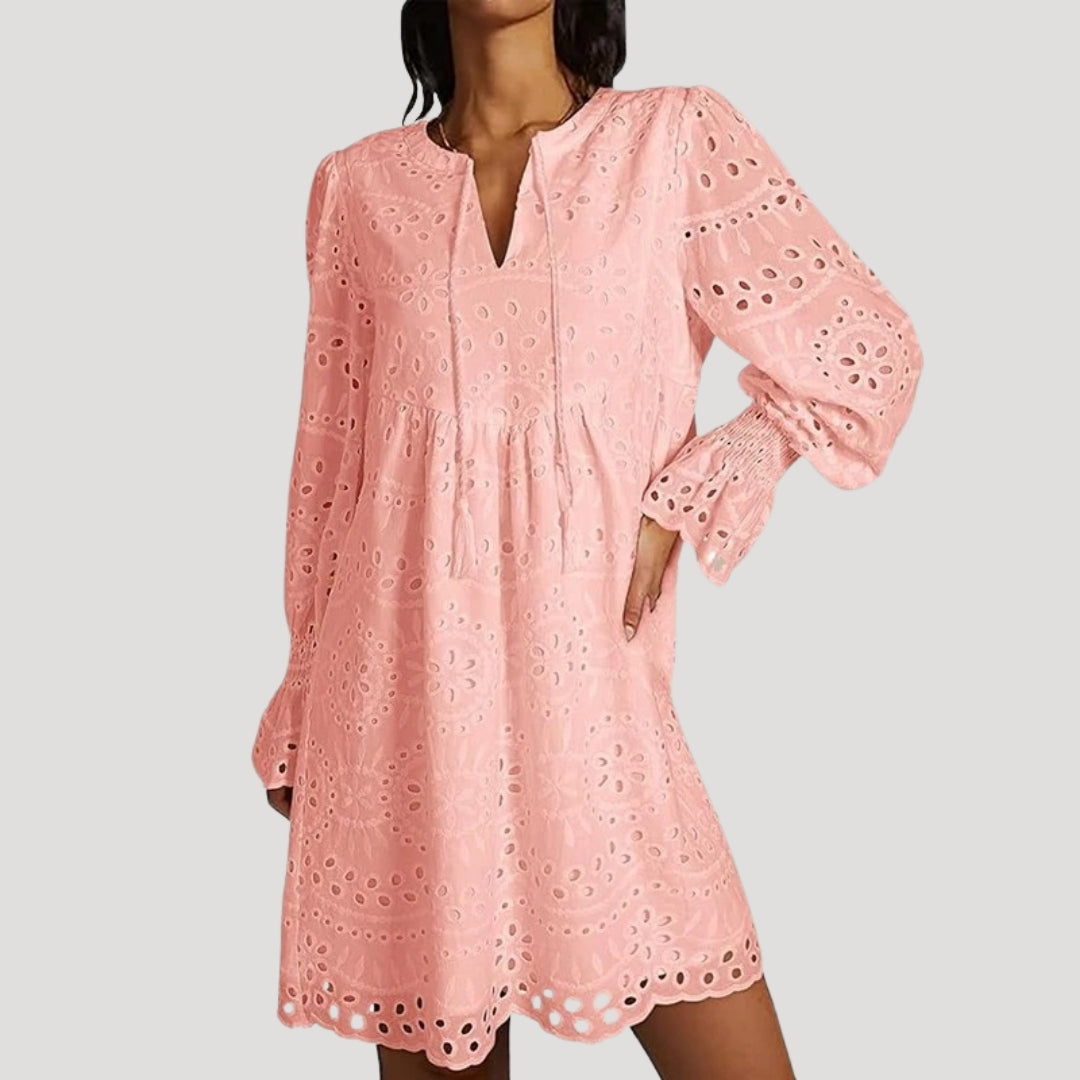 Broderie anglaise long sleeve dress