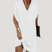 Women’s v neck casual mini dress with slit