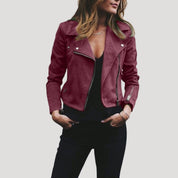 Women’s faux suede cropped biker zip jacket