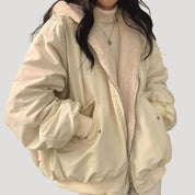 Women faux shearling bomber jacket