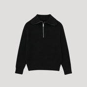 Women ribbed zip-up sweater