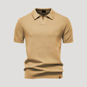 Men’s textured knit short sleeve polo shirt