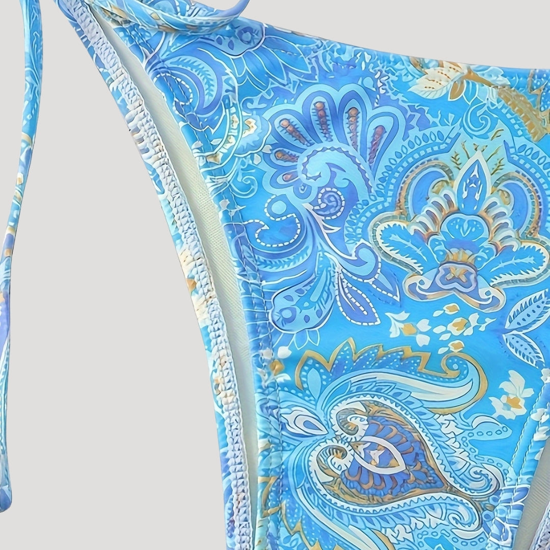 Paisley print tie-side bikini set