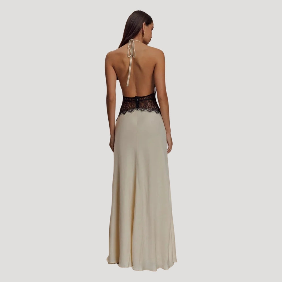 Women’s lace halter maxi wedding guest dress