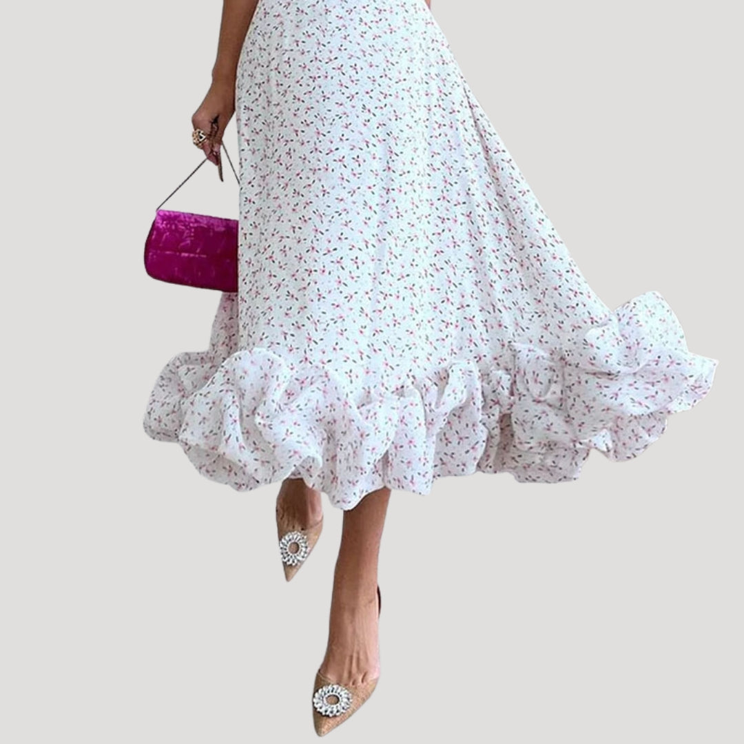 Women’s floral strappy ruffle hem maxi dress