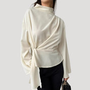 Women's asymmetric draped satin top