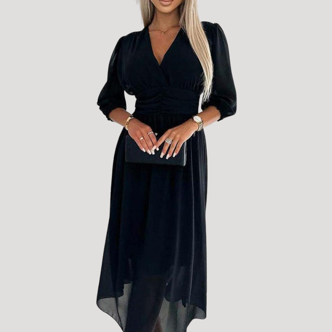 Women’s long sleeve wrap midi chiffon dress
