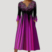 Women’s long sleeve v neck midi dress