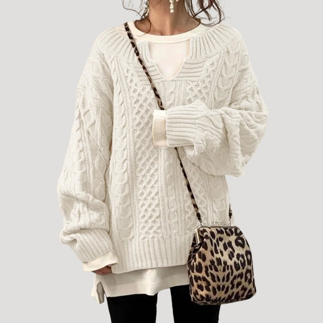 Women chunky cable knit jumper