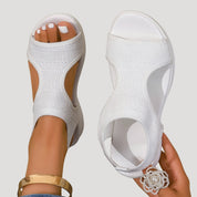 Women’s knit slip on flat walking sandals