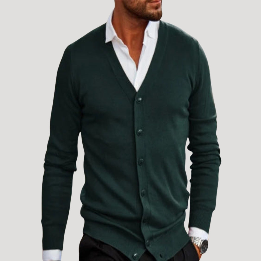 Men’s lightweight v neck button knit cardigan