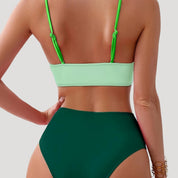 Color block high-waist bikini set